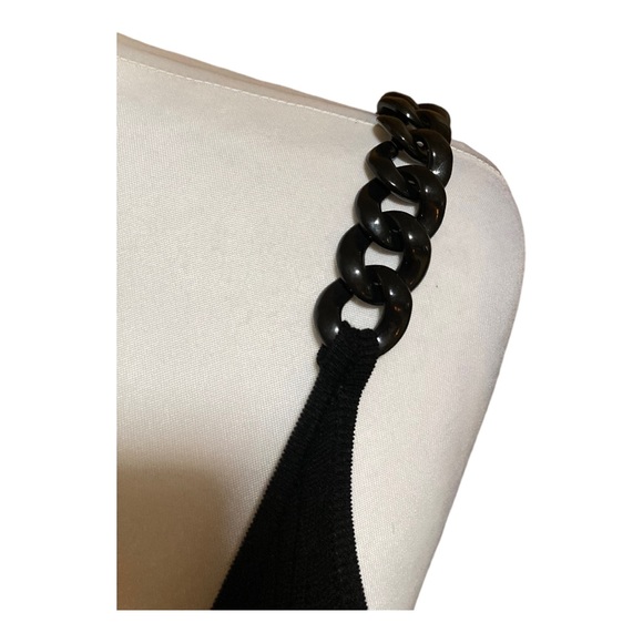 August Silk Knits black knit camisole with black chain straps. - Picture 5 of 5